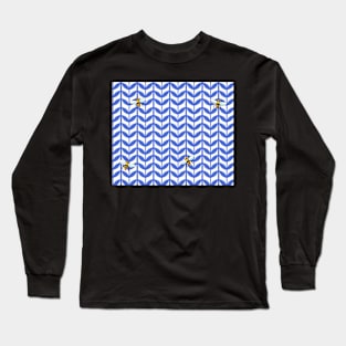 Blue and White Bees Long Sleeve T-Shirt